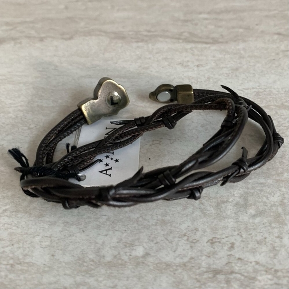 AMEN Passion Brown Leather Bracelet Unisex Double Layer Braid Magnet Lock NWT - Picture 4 of 5